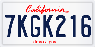 CA license plate 7KGK216