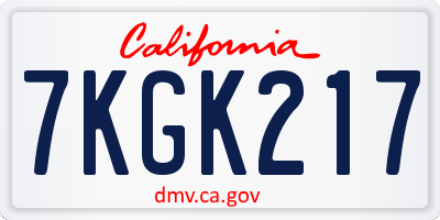 CA license plate 7KGK217