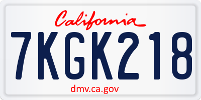 CA license plate 7KGK218