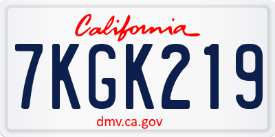CA license plate 7KGK219