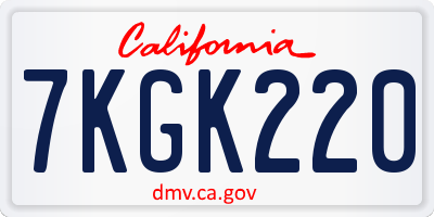 CA license plate 7KGK220