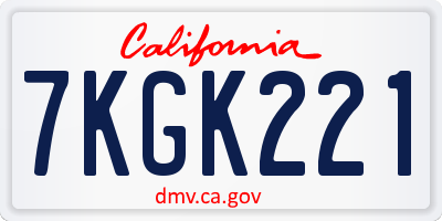 CA license plate 7KGK221