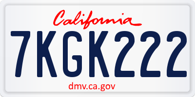 CA license plate 7KGK222
