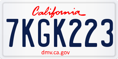 CA license plate 7KGK223