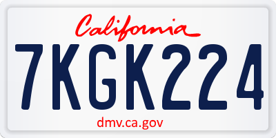 CA license plate 7KGK224