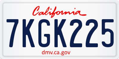 CA license plate 7KGK225