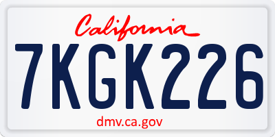 CA license plate 7KGK226