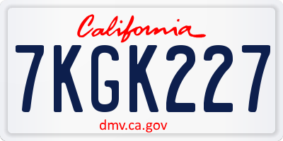 CA license plate 7KGK227