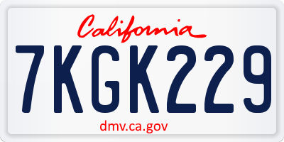 CA license plate 7KGK229