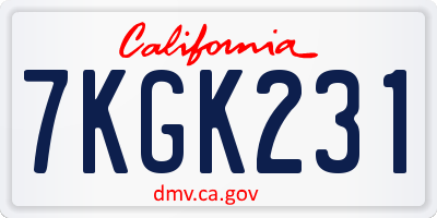 CA license plate 7KGK231