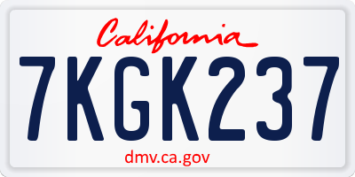 CA license plate 7KGK237