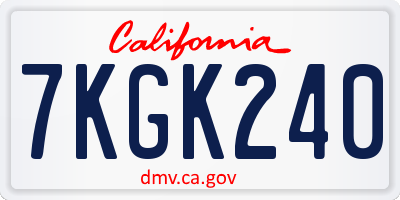 CA license plate 7KGK240