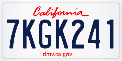 CA license plate 7KGK241