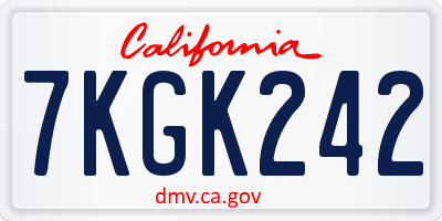 CA license plate 7KGK242