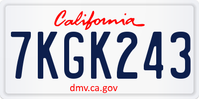 CA license plate 7KGK243