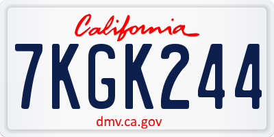 CA license plate 7KGK244