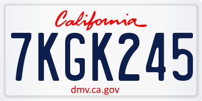CA license plate 7KGK245