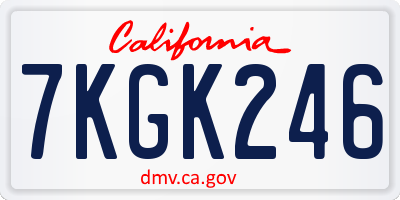 CA license plate 7KGK246