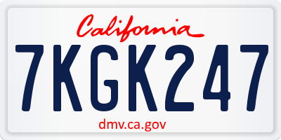 CA license plate 7KGK247