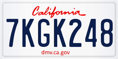 CA license plate 7KGK248
