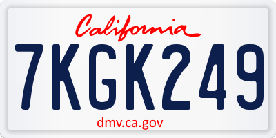 CA license plate 7KGK249
