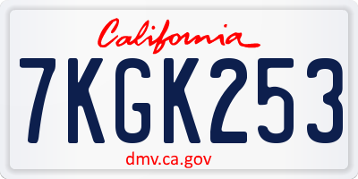 CA license plate 7KGK253