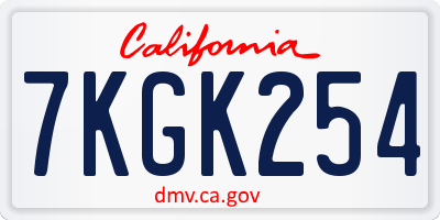 CA license plate 7KGK254