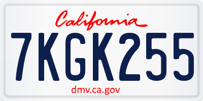 CA license plate 7KGK255