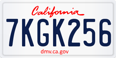 CA license plate 7KGK256