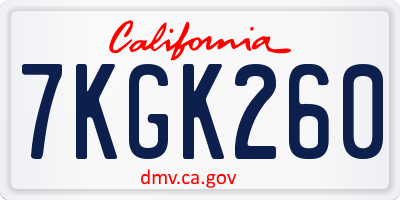 CA license plate 7KGK260