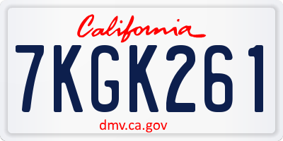 CA license plate 7KGK261