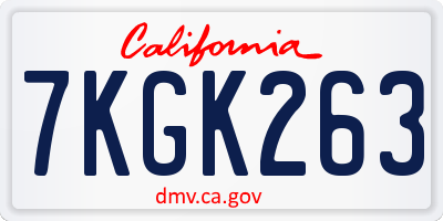 CA license plate 7KGK263