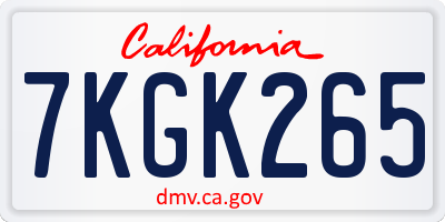 CA license plate 7KGK265