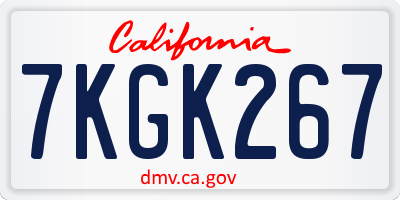 CA license plate 7KGK267