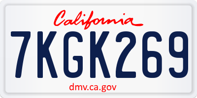 CA license plate 7KGK269