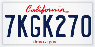 CA license plate 7KGK270