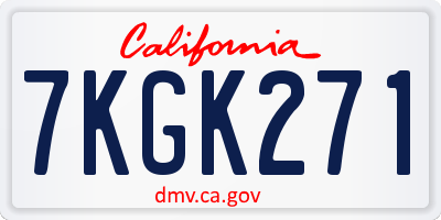 CA license plate 7KGK271