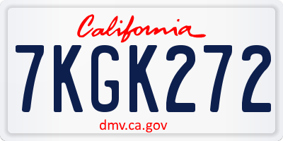 CA license plate 7KGK272