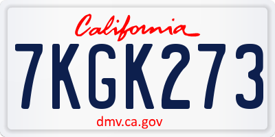CA license plate 7KGK273
