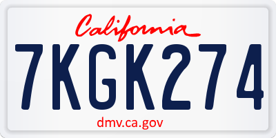 CA license plate 7KGK274