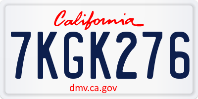 CA license plate 7KGK276