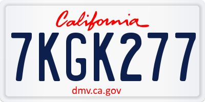 CA license plate 7KGK277