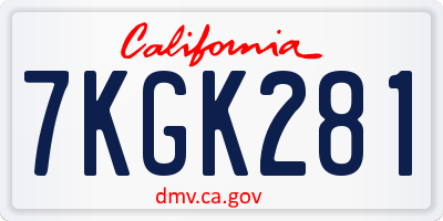 CA license plate 7KGK281