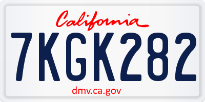 CA license plate 7KGK282