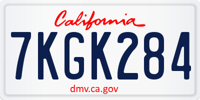 CA license plate 7KGK284