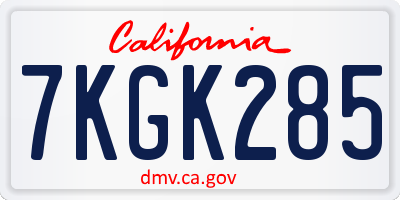CA license plate 7KGK285