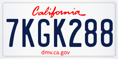 CA license plate 7KGK288