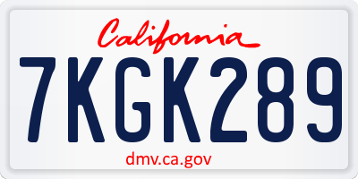 CA license plate 7KGK289