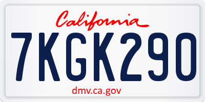 CA license plate 7KGK290