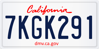 CA license plate 7KGK291